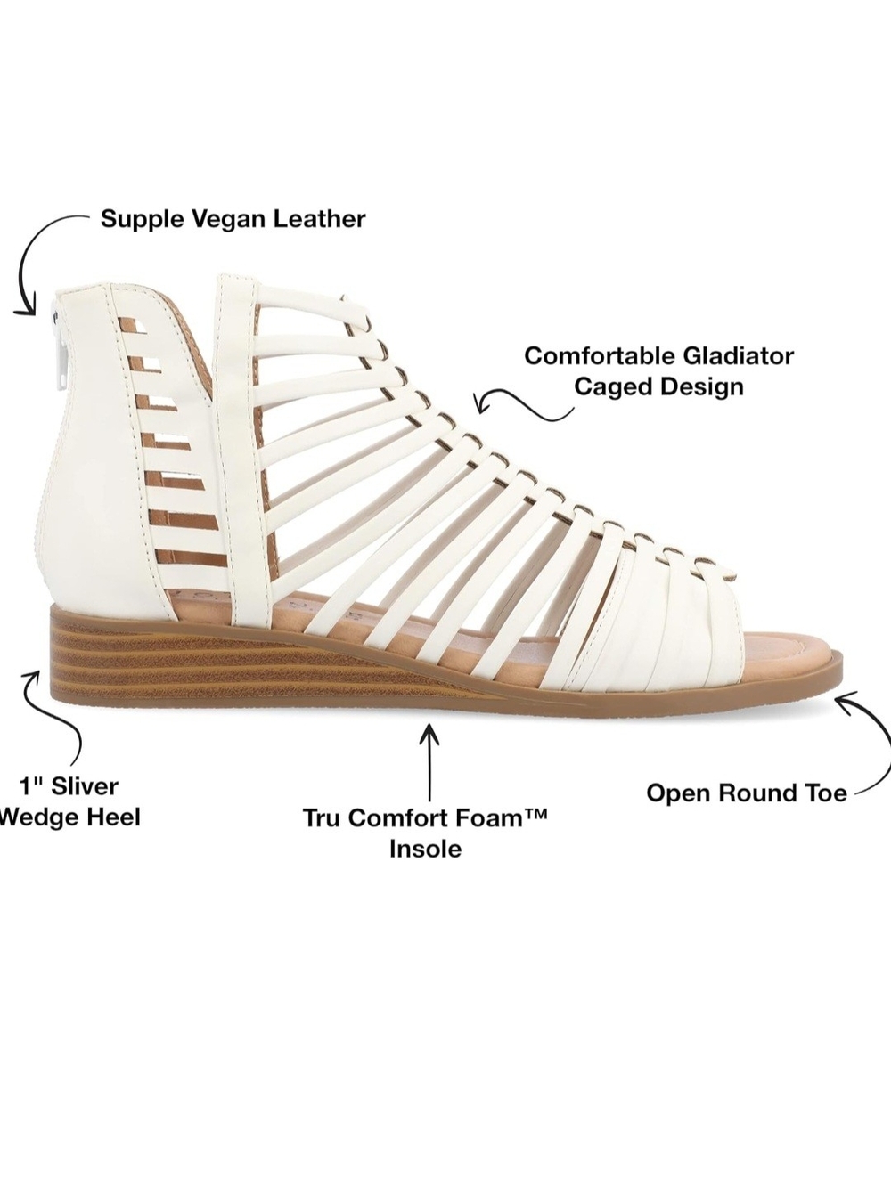 Journee Collection White Gladiator Caged Sandal